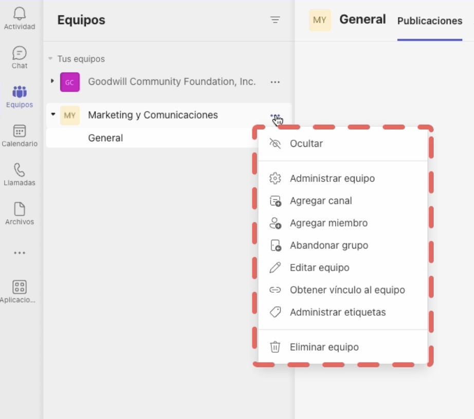 Crea nuevos canales en Microsoft Teams